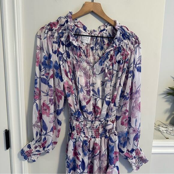 NWT MISA Los Angeles Purple Blue Floral Mini Dress Small - Picture 7 of 12